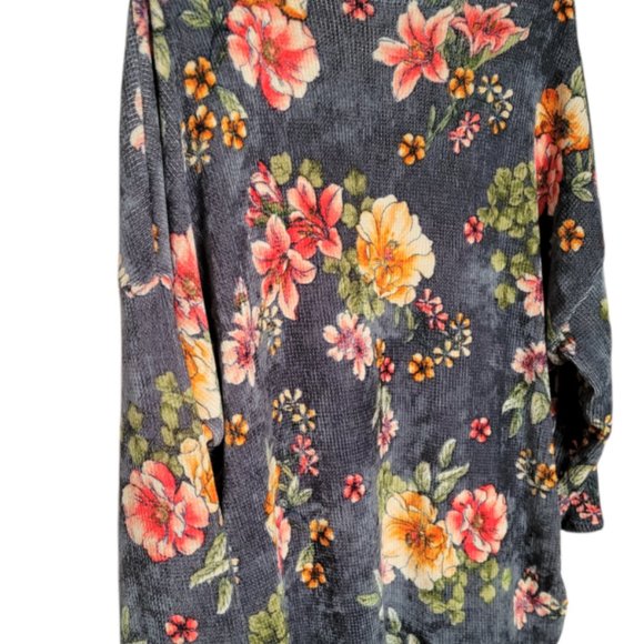 REVIVE High Low Hem Dolman Sleeved Floral Sweater Cozy Cottage Core SZ L… - Picture 3 of 6